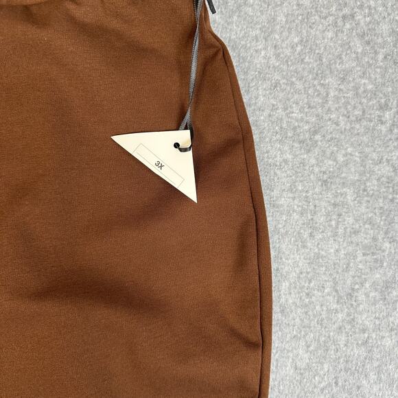 Ava & Viv Pull On Stretch Pant WMNS 3X Plus Brown High Rise Split Ankle Wide Leg - Picture 5 of 13